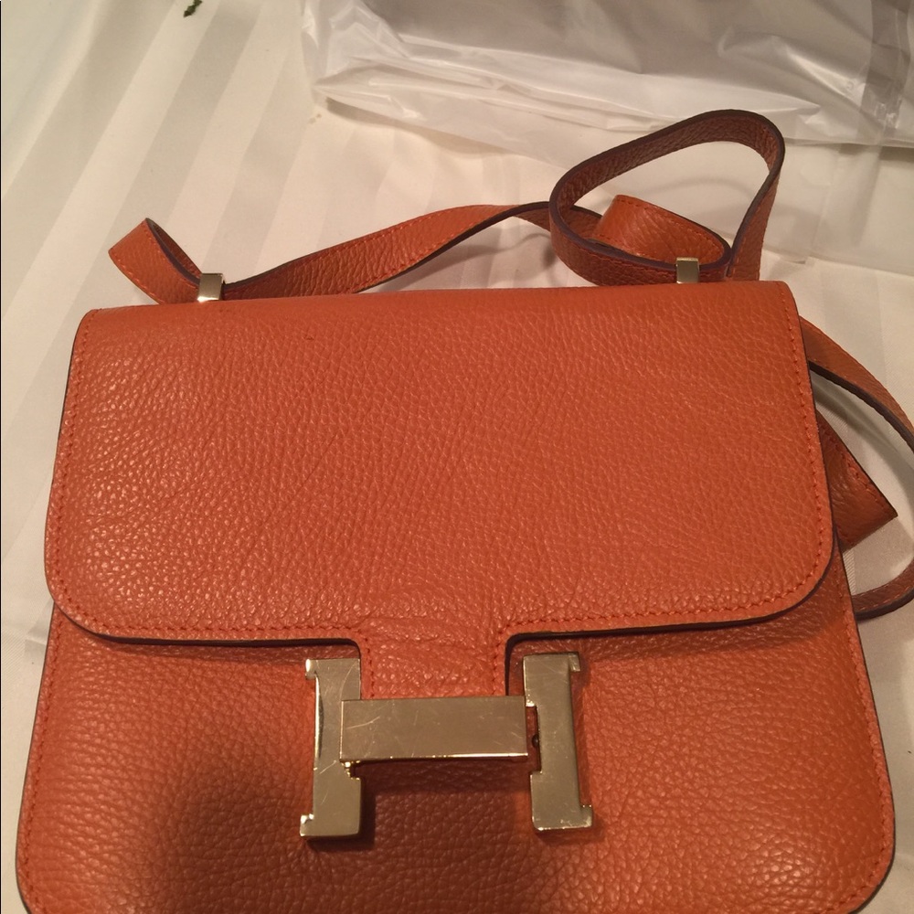 Orange leather purse